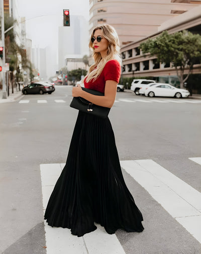 Damen Rock Viskose Langer Lässiger A-Linien Schnitt