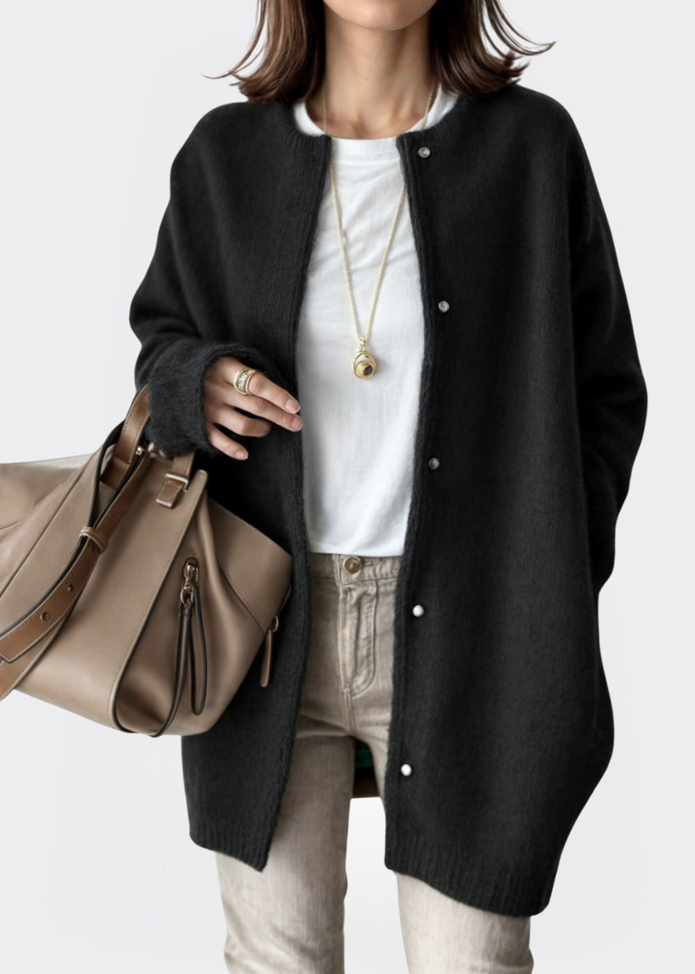 Damen Strickjacke Hochwertiger Strick Offenes Design