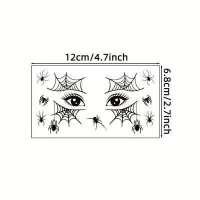 DarkAura | 10er-Pack Halloween Fake Tattoo Aufkleber – Schwarze Spinnennetzmuster für Gesicht, Arme und Partydekoration