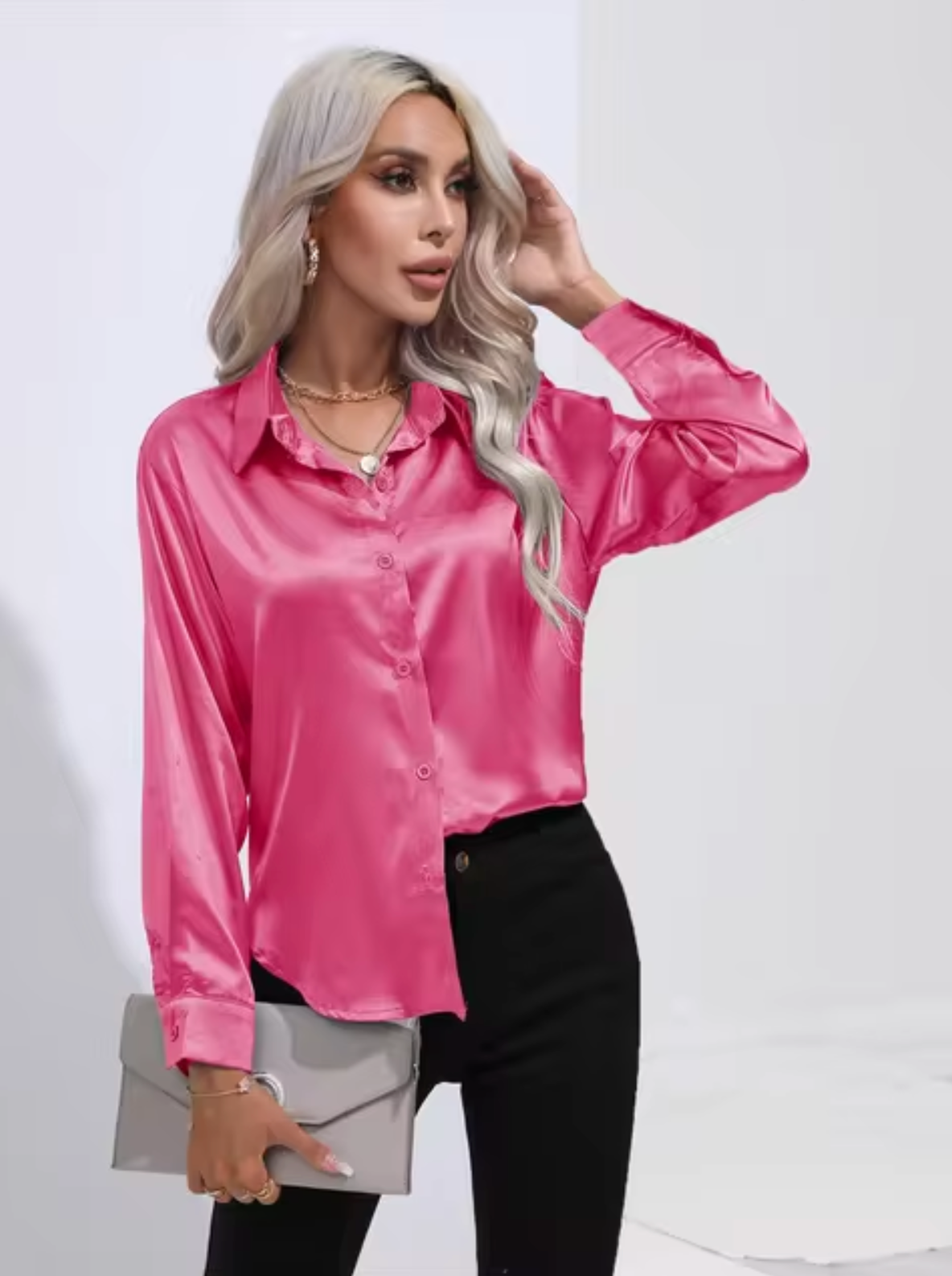 Doreen | Elegante Satin Charm Bluse
