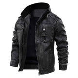 Timon Stone Engine Lederjacke in Mitternachtsschwarz