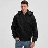EASTON - Lederjacke mit Kapuze in Schwarz