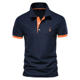 Brent - Herren-Casual-Poloshirt in Dunkelblau-orange
