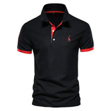 Brent - Herren-Casual-Poloshirt in Schwarz-Rot