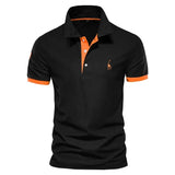 Brent - Herren-Casual-Poloshirt in Schwarz-orange