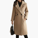 Claudia | Damen Klassischer Doppelknopf Wintermantel in Camel