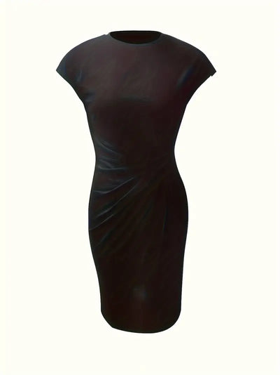 Einfarbiges Kleid mit Rundhalsausschnitt