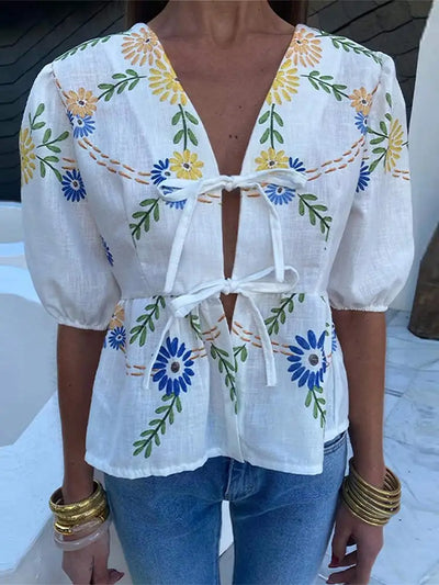 Hedwig - Romantische Blumenbluse Damen