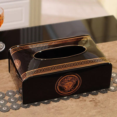 Eleganter Medusa Keramik Taschentuchboxhalter - Minimalistisches Porzellan-Design für die Wohnkultur