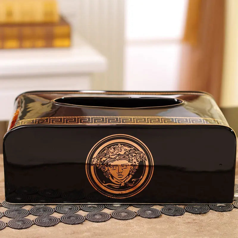 Eleganter Medusa Keramik Taschentuchboxhalter - Minimalistisches Porzellan-Design für die Wohnkultur