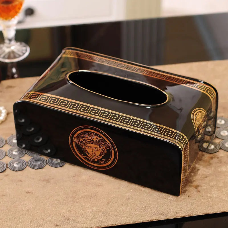 Eleganter Medusa Keramik Taschentuchboxhalter - Minimalistisches Porzellan-Design für die Wohnkultur