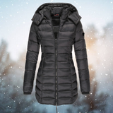 Nicole | Damen Lange Steppjacke mit Kapuze für den Winter in Schwarz