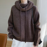 Emilia | Damen Gemütlicher Oversize Strickpullover Mit Kordelzug in Braun