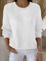 Claudia | Damen Alltagstauglicher Winter-Strickpullover in Weiß