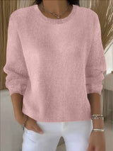 Claudia | Damen Alltagstauglicher Winter-Strickpullover in Rosa