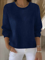 Claudia | Damen Alltagstauglicher Winter-Strickpullover in Dunkelblau