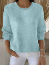 Claudia | Damen Alltagstauglicher Winter-Strickpullover in Hellgrün