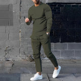 RAFAEL – Leichtes Set aus Pullover und Hose für Herren in Armeegrün