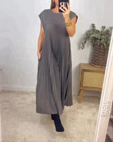 Sheria | Elegant Pleated Kleid in Gray