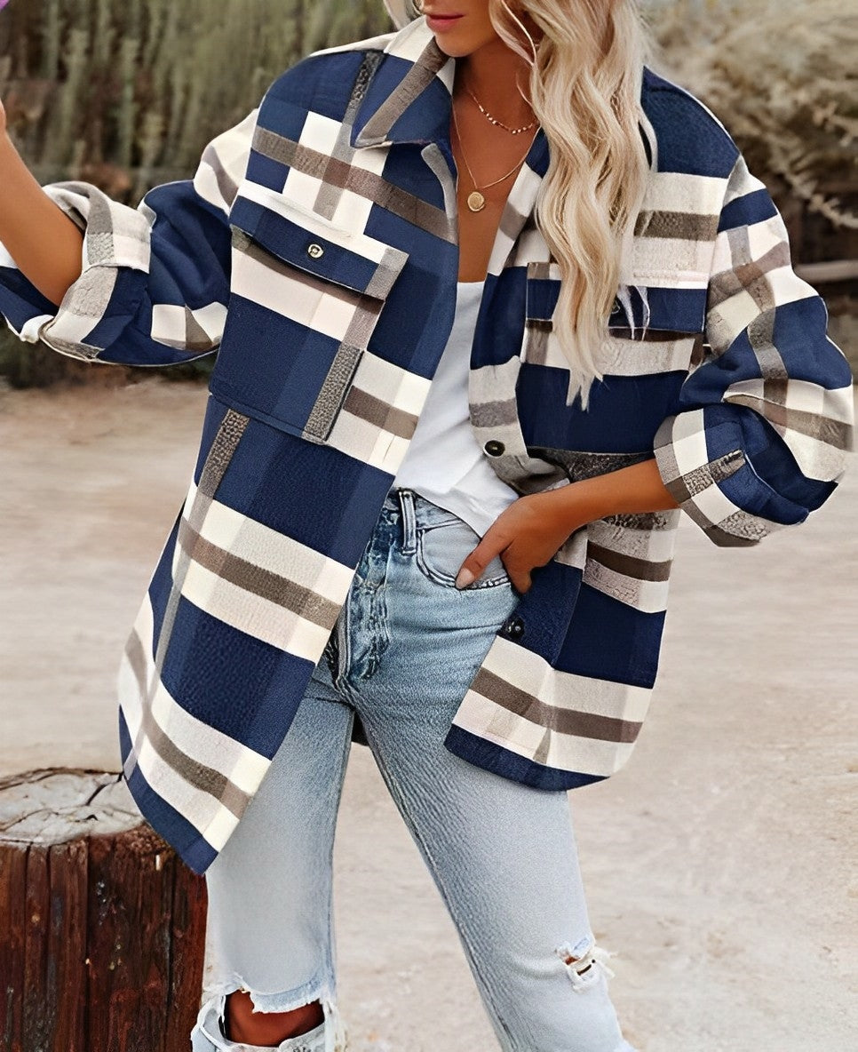 Philomena - Damen Winterjacke Kariert