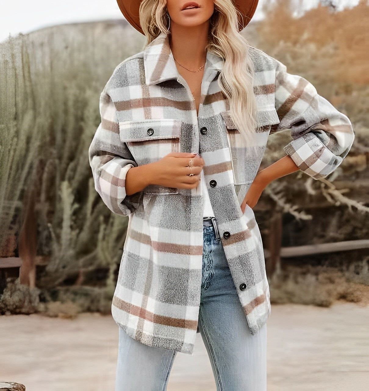 Philomena - Damen Winterjacke Kariert