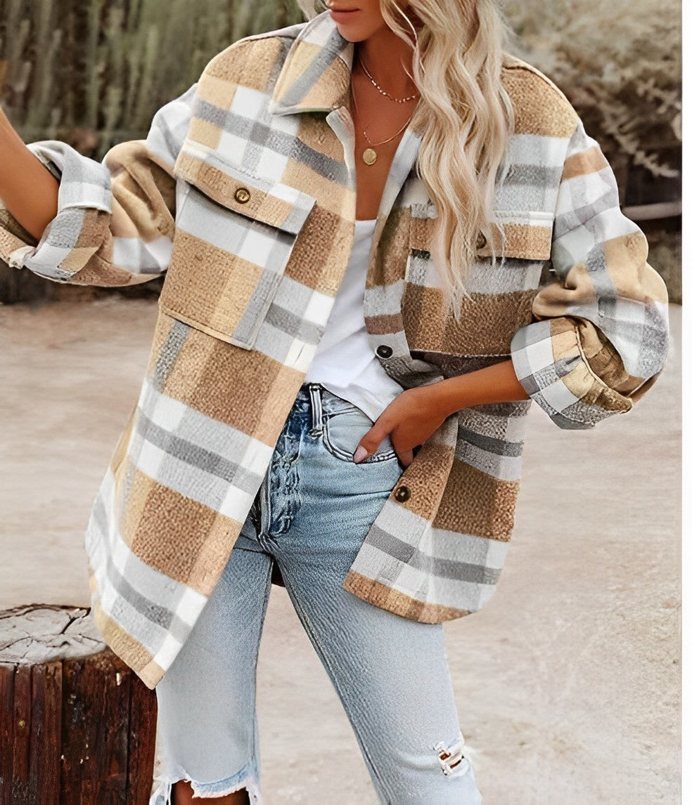 Philomena - Damen Winterjacke Kariert