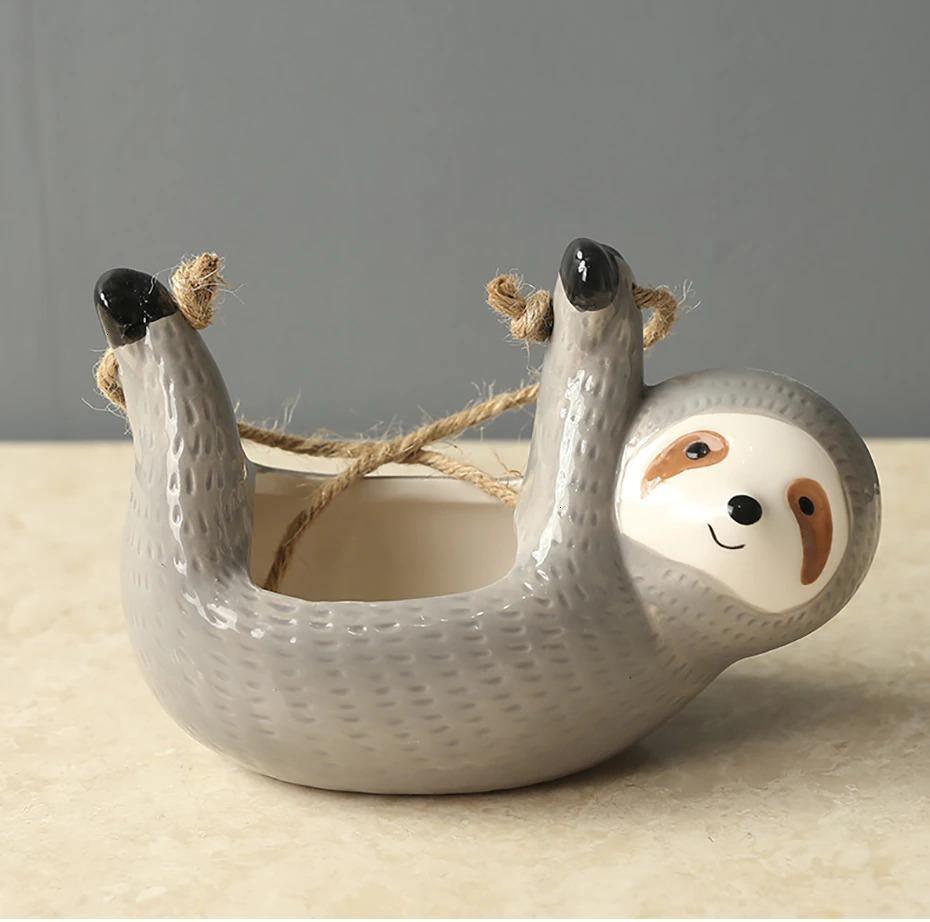 Faultier Keramischer Hängender Sukkulenten-Topf