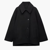 Gabriela | Damen Oversized Gerade Geschnittener Wintermantel in Schwarz