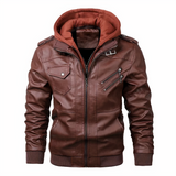 Grant - Stylishe Lederjacke mit Kapuze in Rot