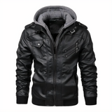 Grant - Stylishe Lederjacke mit Kapuze in Schwarz