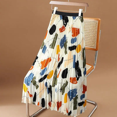 Kleurrijke midi-jurk van chiffon