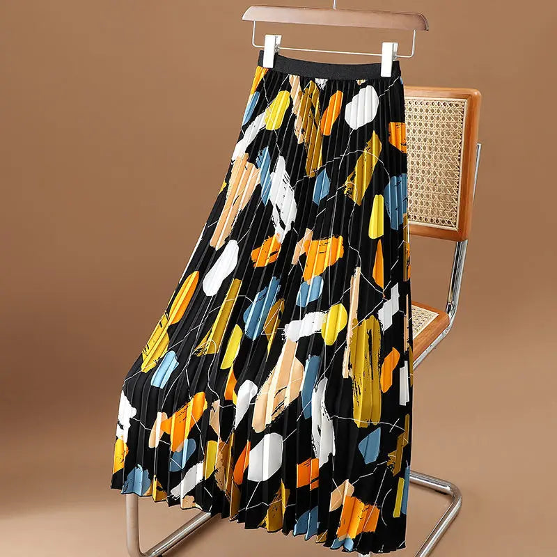 Kleurrijke midi-jurk van chiffon