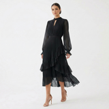 Kiana - Skulpturales Plissee-Abendkleid in Schwarz