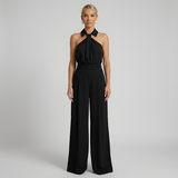 Ava | Neckholder Kragen Jumpsuit in Schwarz