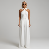 Ava | Neckholder Kragen Jumpsuit in Weiß