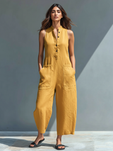 Lucinda | Stilvoller ärmelloser Jumpsuit in Gelb