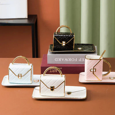 Gilded Elegance Handtaschen-inspirierte Keramik-Dessertteller