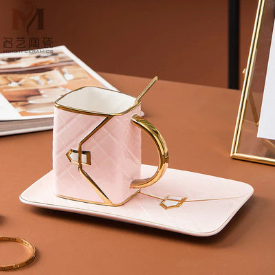 Gilded Elegance Handtaschen-inspirierte Keramik-Dessertteller