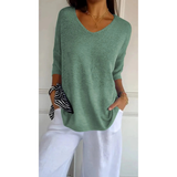 Gisela | Damen V Ausschnitt Strickpullover mit Moderne Design in Grasgrün