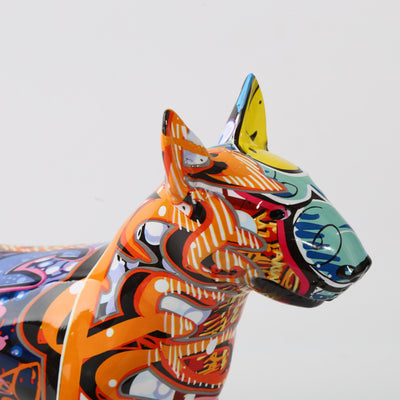 Graffiti bemalte Bullterrier Hund Kunstskulptur