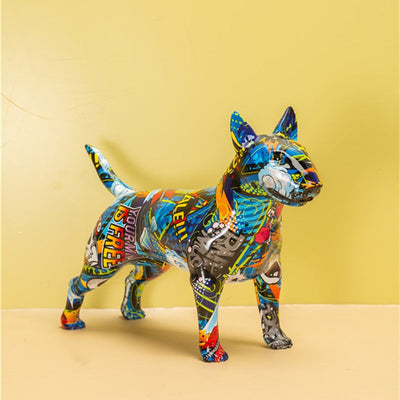Graffiti bemalte Bullterrier Hund Kunstskulptur