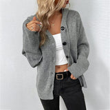 Gudrun | Damen Freizeit-Strickjacke mit Knopfleiste vorne in Grau