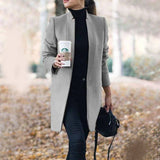 Annika | Damen Chic Maßgeschneiderter Formeller Wintermantel in Grau