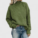 Andreas | Damen Gerippter Winterpullover mit langen Ärmeln in Grün