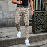 Rafael | Herren Karierte Chino Hosen | Schmal Geschnitten in Beige