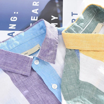 SVEN-OLIVER - LOCKERES LEINENHEMD MIT BUNTEN STREIFEN