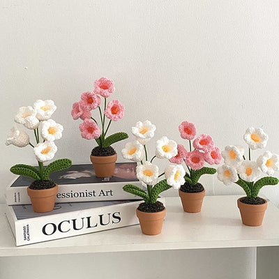 Handgefertigte Häkelblumentopf-Dekoration