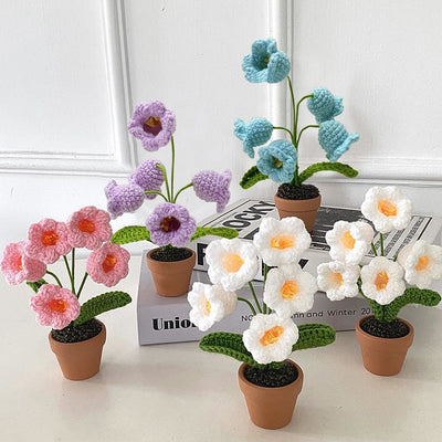 Handgefertigte Häkelblumentopf-Dekoration