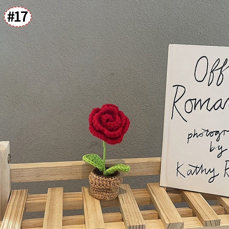 Handgefertigte Häkelblumentopf-Dekoration