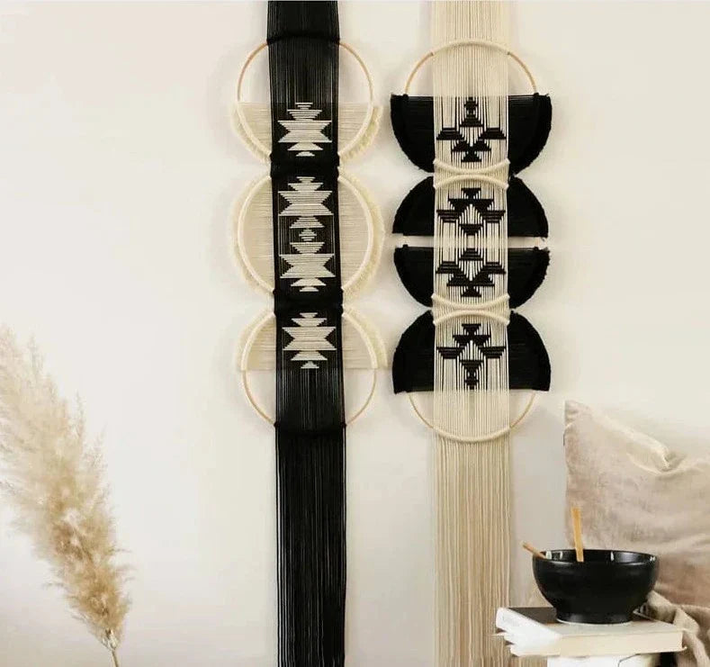 Handgewebter Holz-Wandbehang